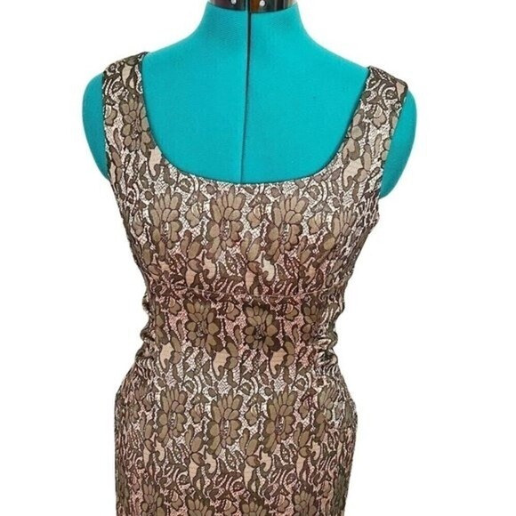 Ann Taylor Petite Embroidered Ruched Floral Party Cocktail Lined Dress - Picture 3 of 14